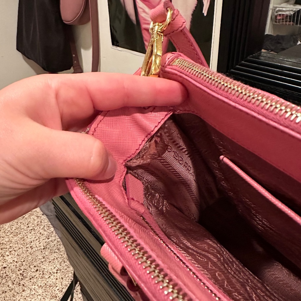 PRADA  Saffiano Lux Mini Galleria Double Zip Tote Begonia - Picture 8 of 16